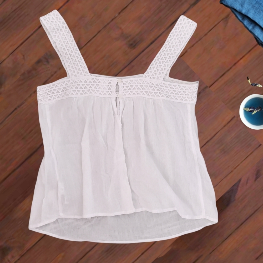 Boho Top with Thick straps & trim embroidery